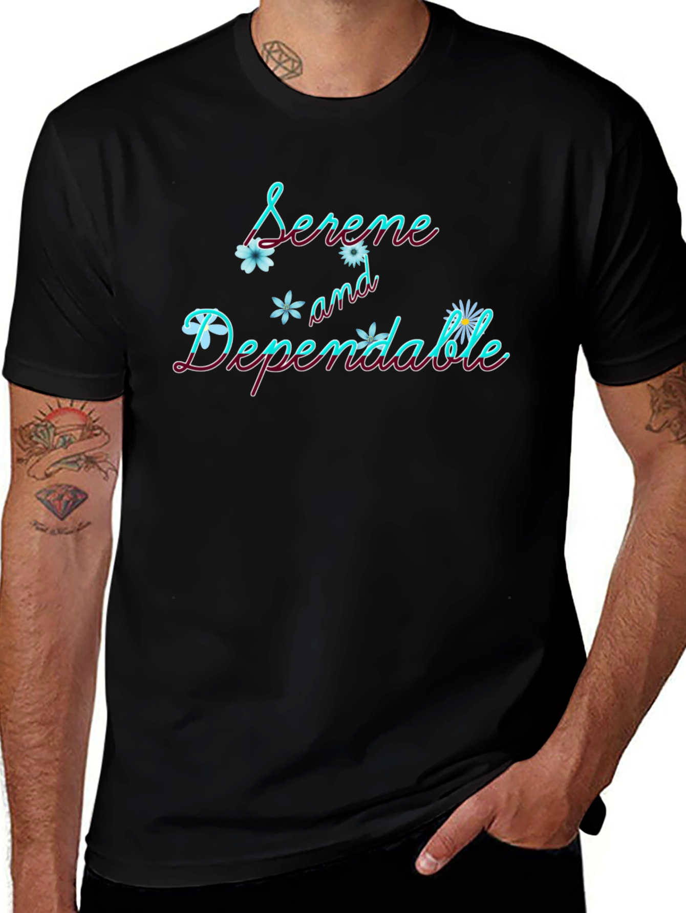 Serene & Dependable Black Graphic Tee