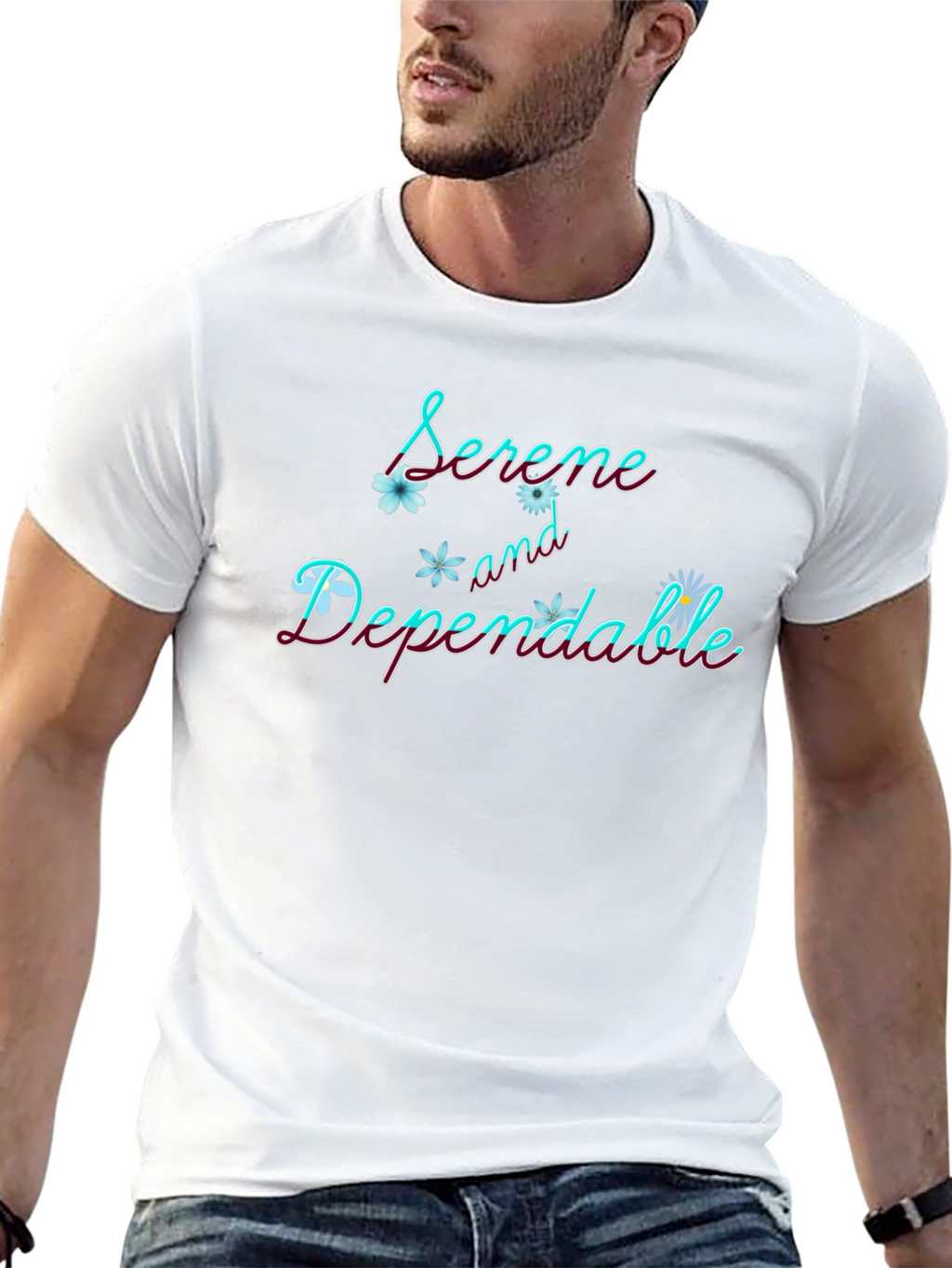 Serene & Dependable Black Graphic Tee