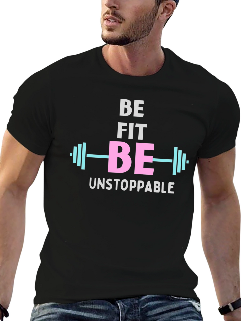 Be Fit Be Unstoppable Black Graphic T-Shirt