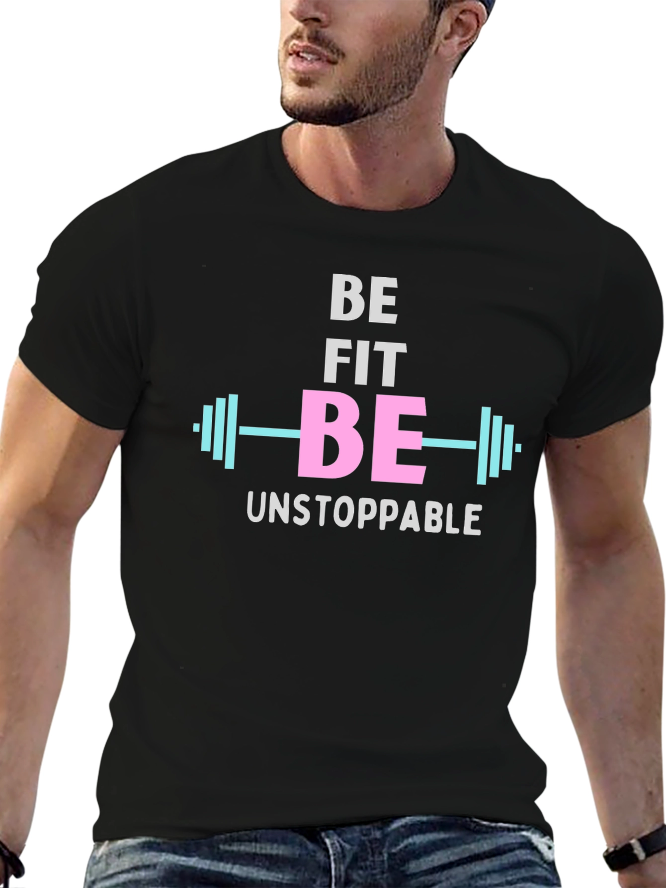 Be Fit Be Unstoppable Black Graphic T-Shirt