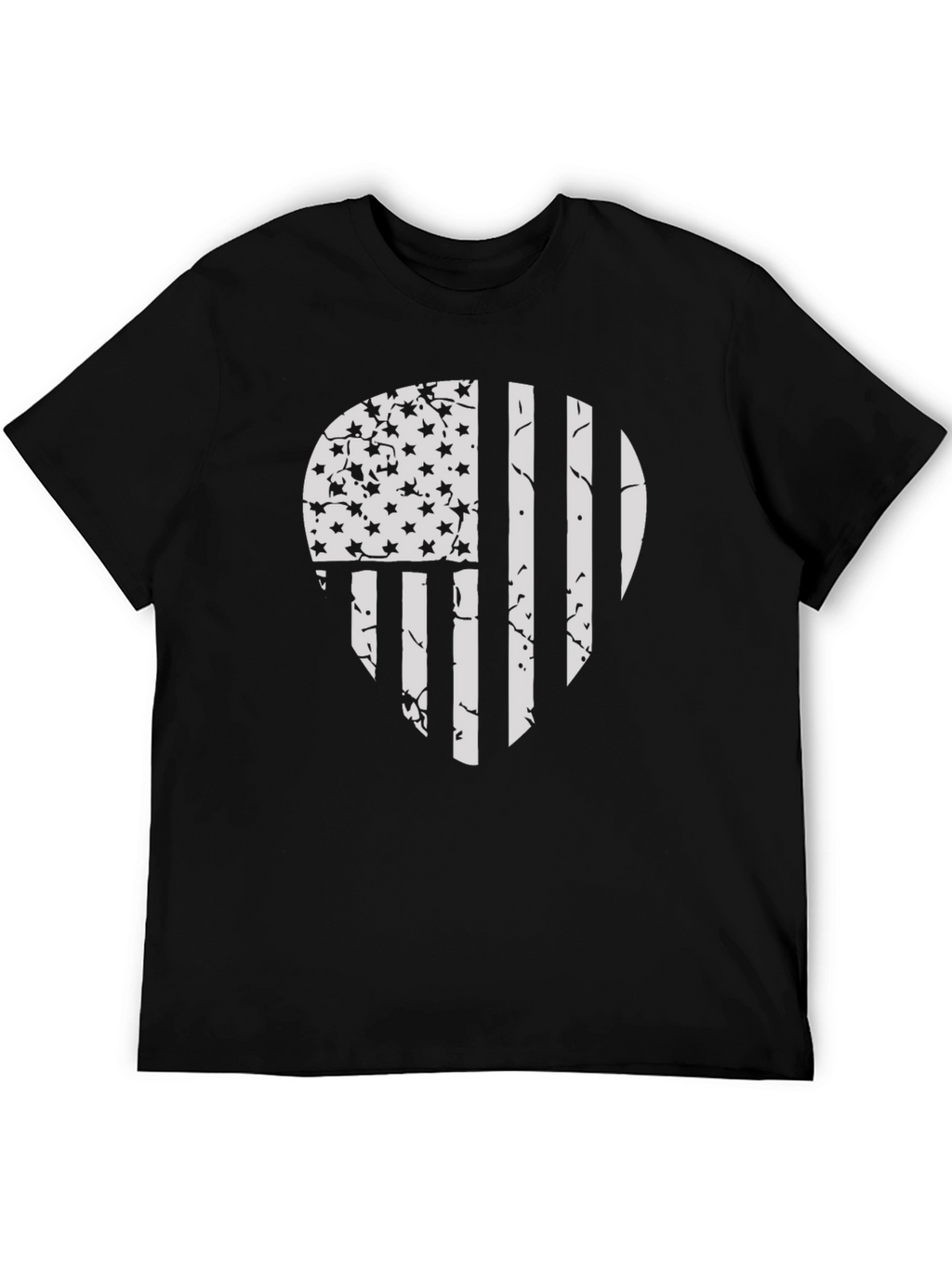 Distressed American Flag Skull Graphic T-Shirt