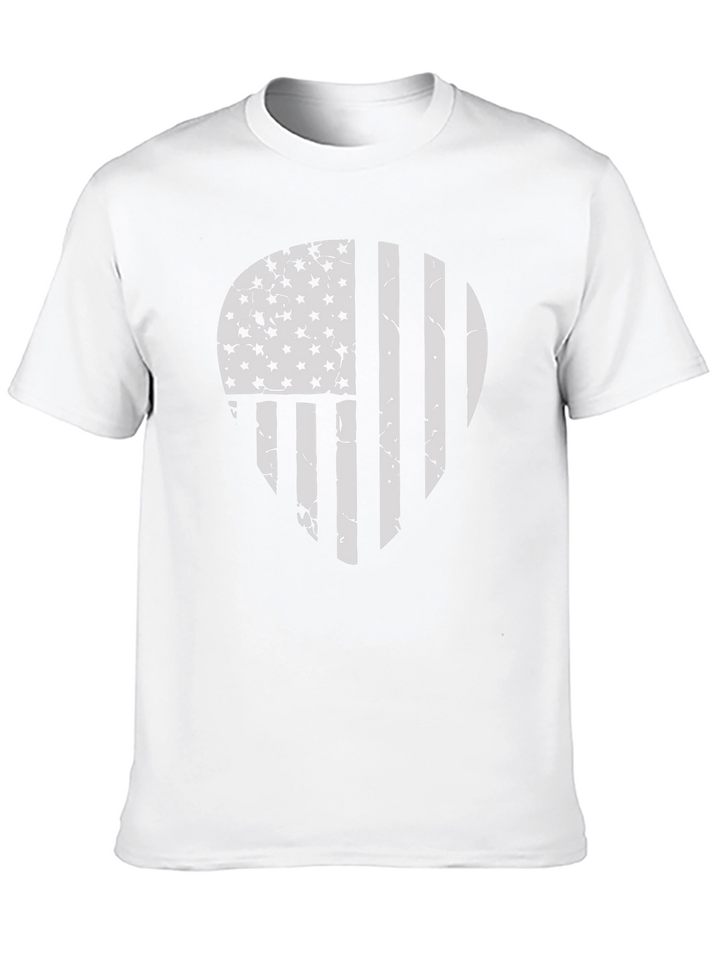 Distressed American Flag Skull Graphic T-Shirt