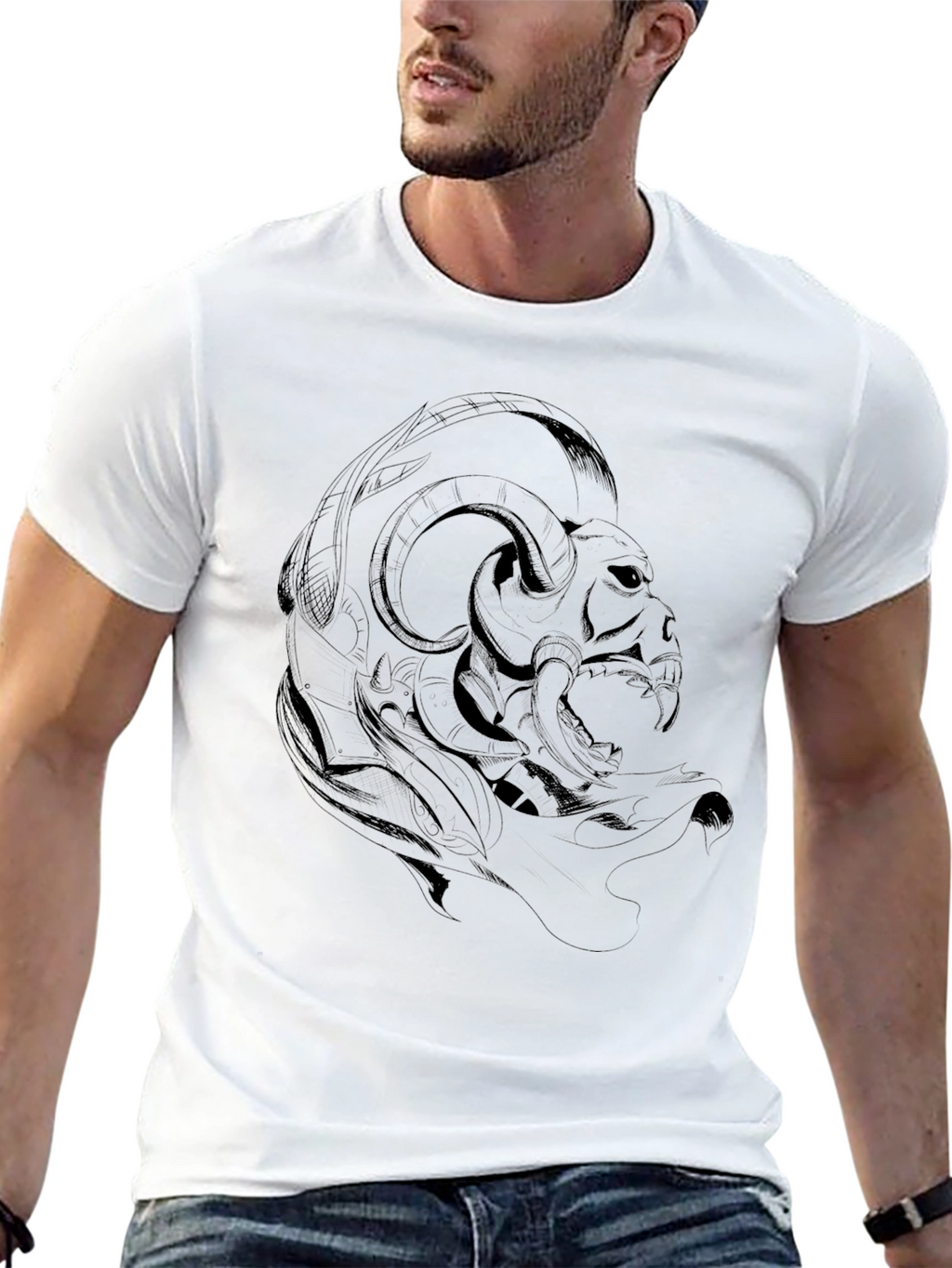 Dark Ram Graphic Tee - Edgy Black T-Shirt