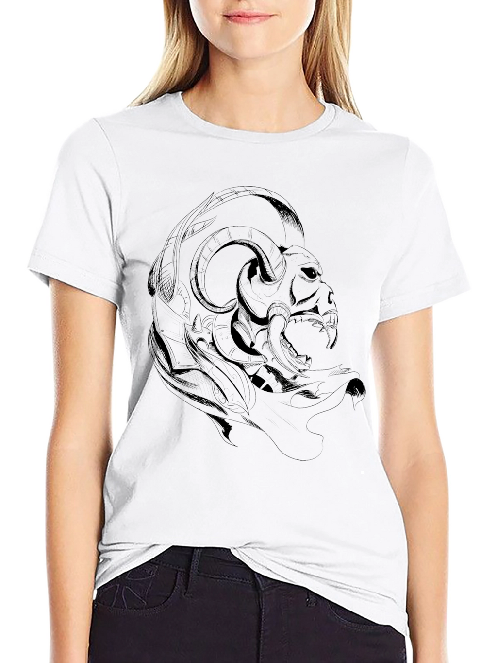 Dark Ram Graphic Tee - Edgy Black T-Shirt