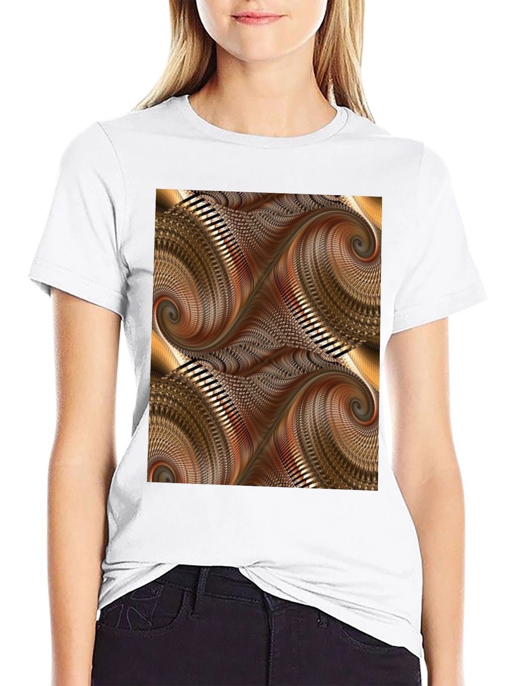 Abstract Swirl Graphic Print Black T-Shirt