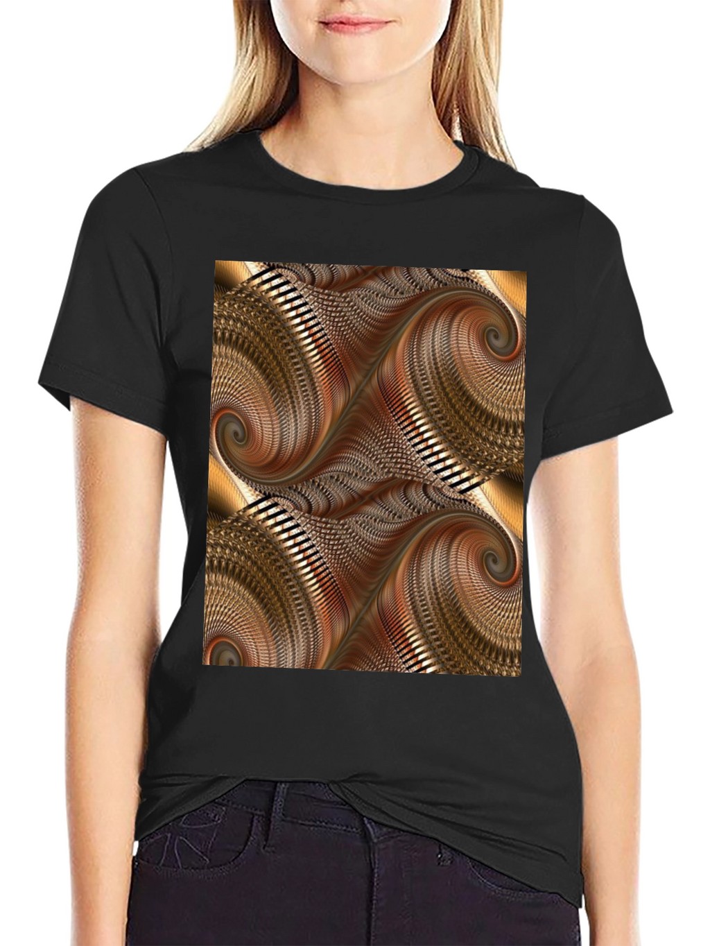 Abstract Swirl Graphic Print Black T-Shirt