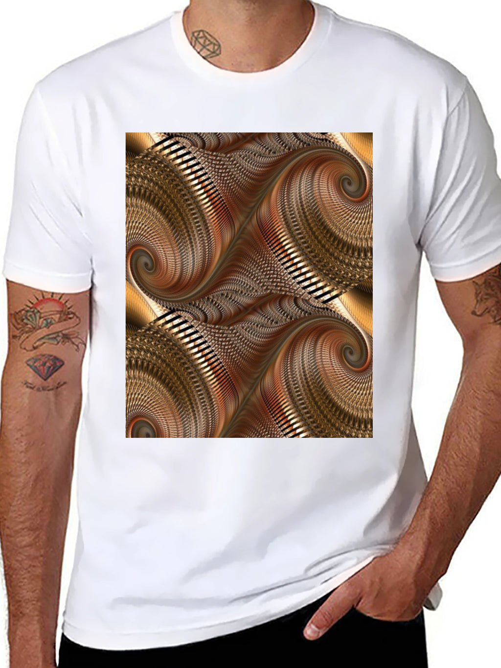 Abstract Swirl Graphic Print Black T-Shirt