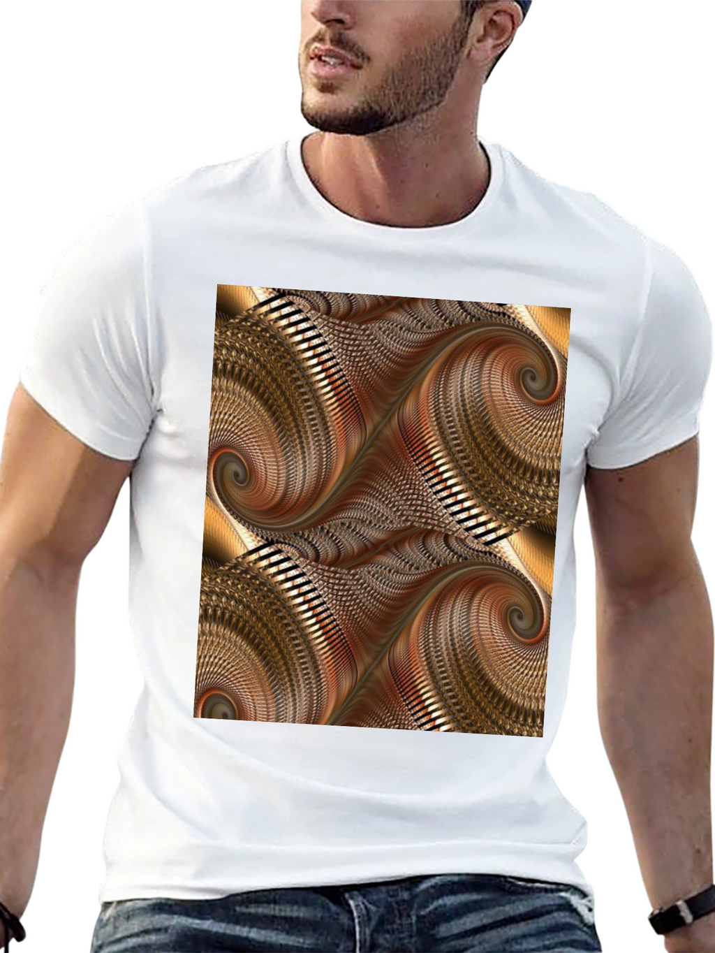 Abstract Swirl Graphic Print Black T-Shirt