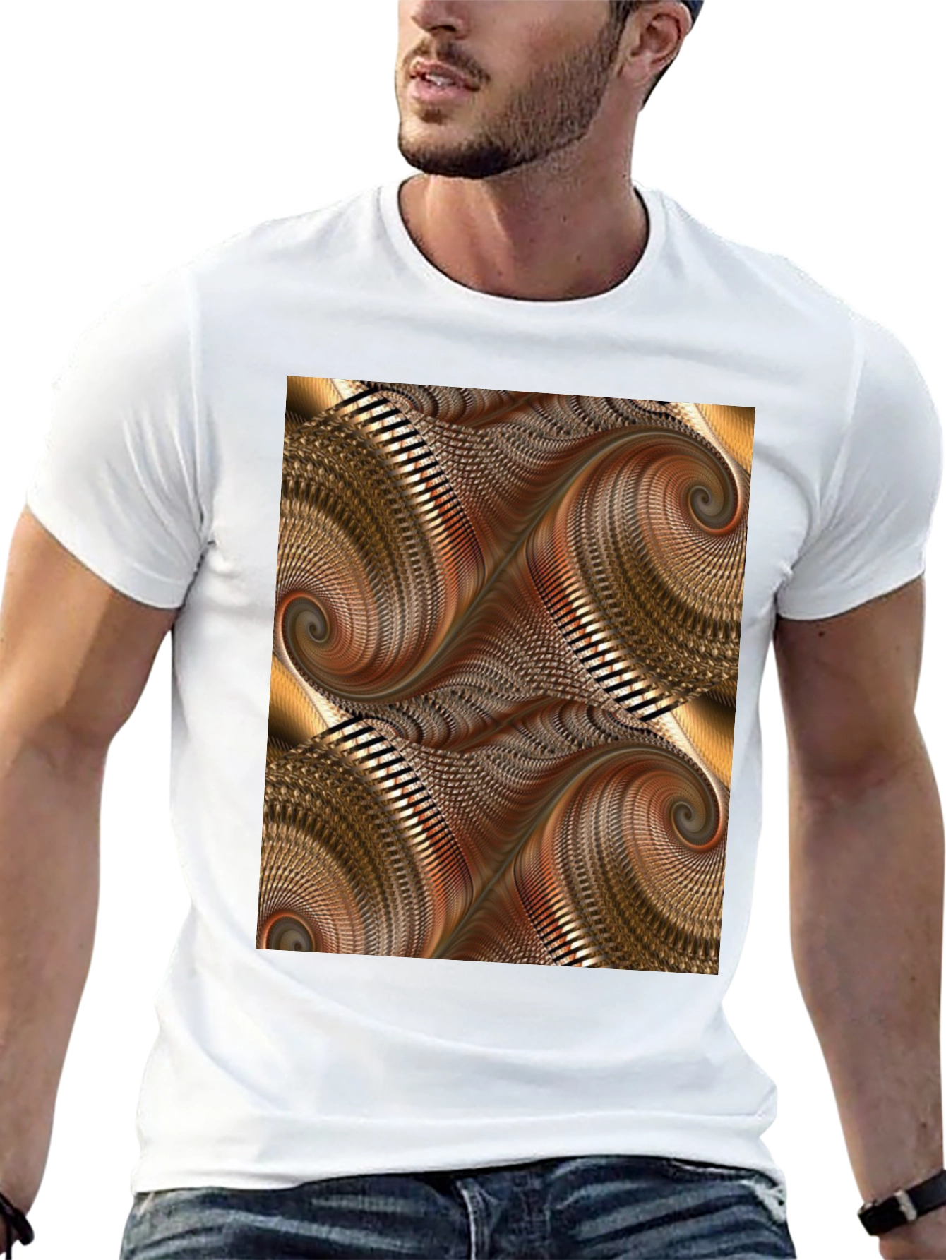 Abstract Swirl Graphic Print Black T-Shirt