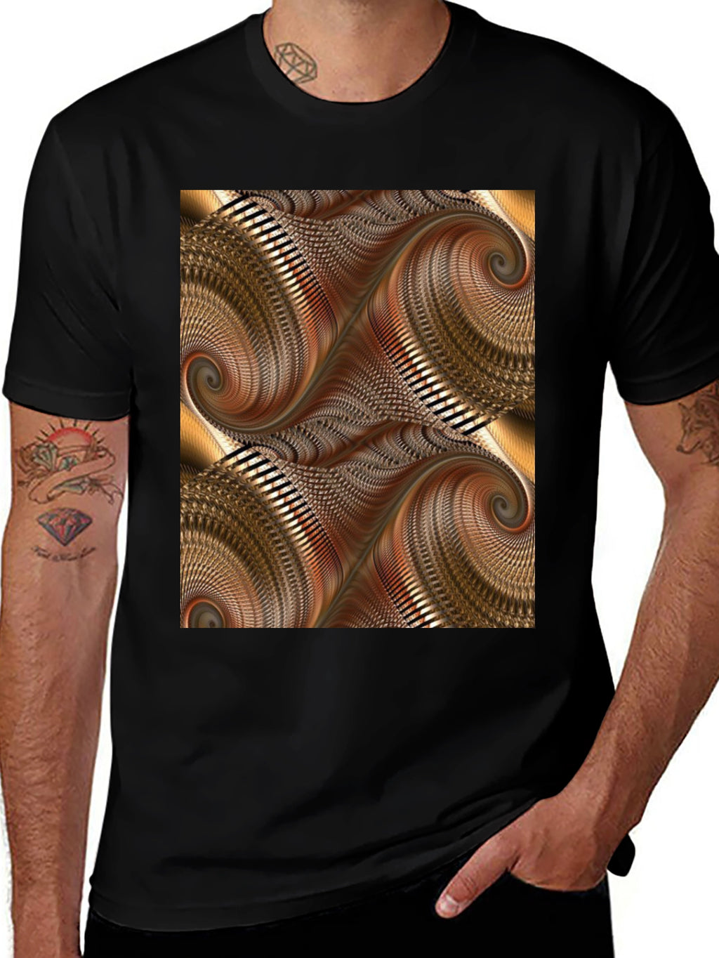 Abstract Swirl Graphic Print Black T-Shirt