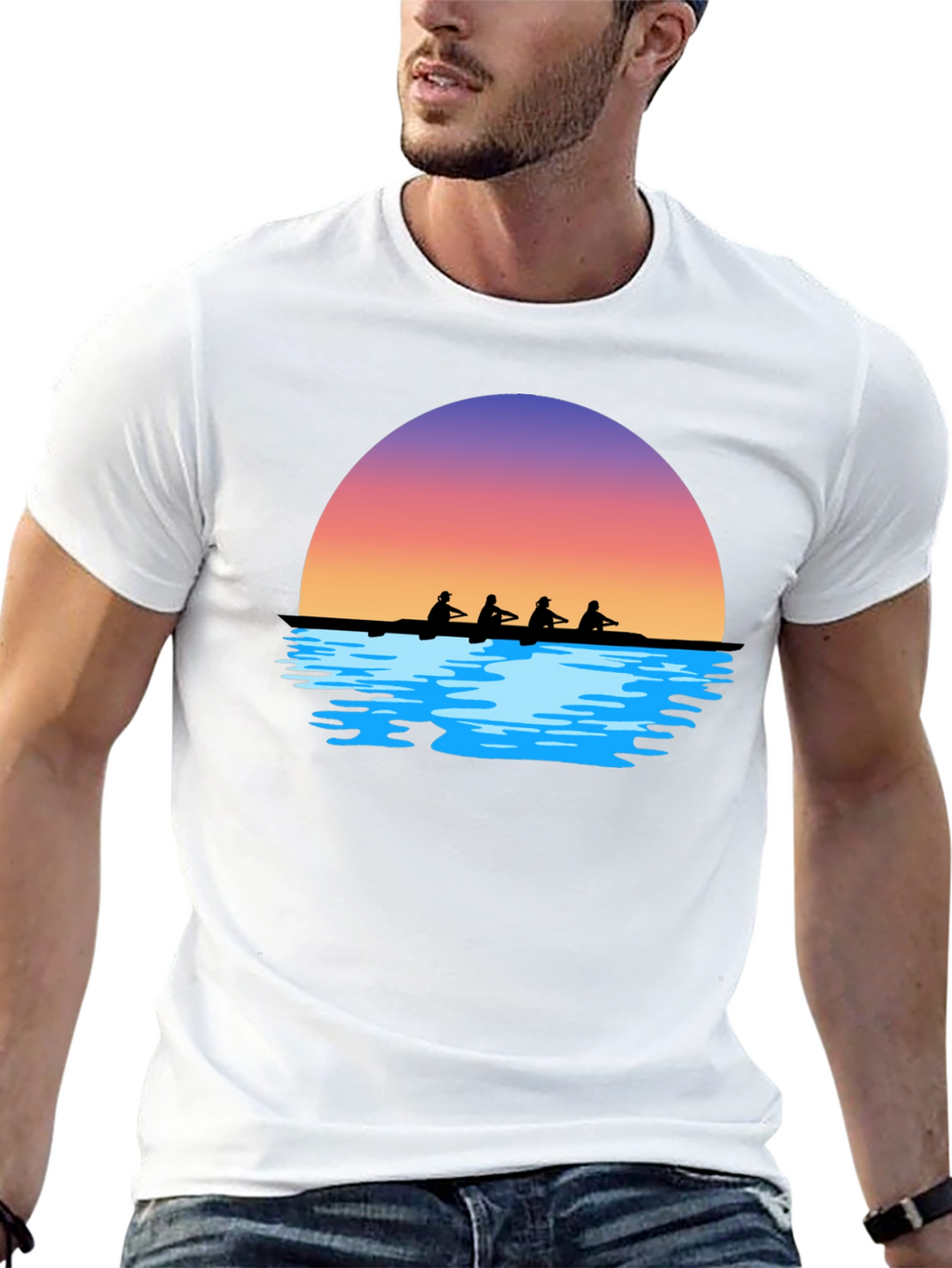 Sunset Rowers T-Shirt | Black Graphic Tee