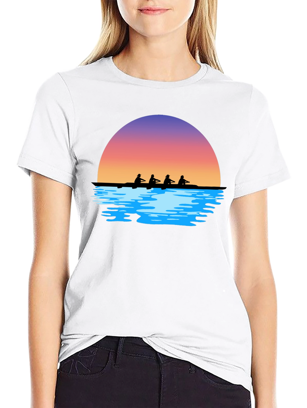 Sunset Rowers T-Shirt | Black Graphic Tee