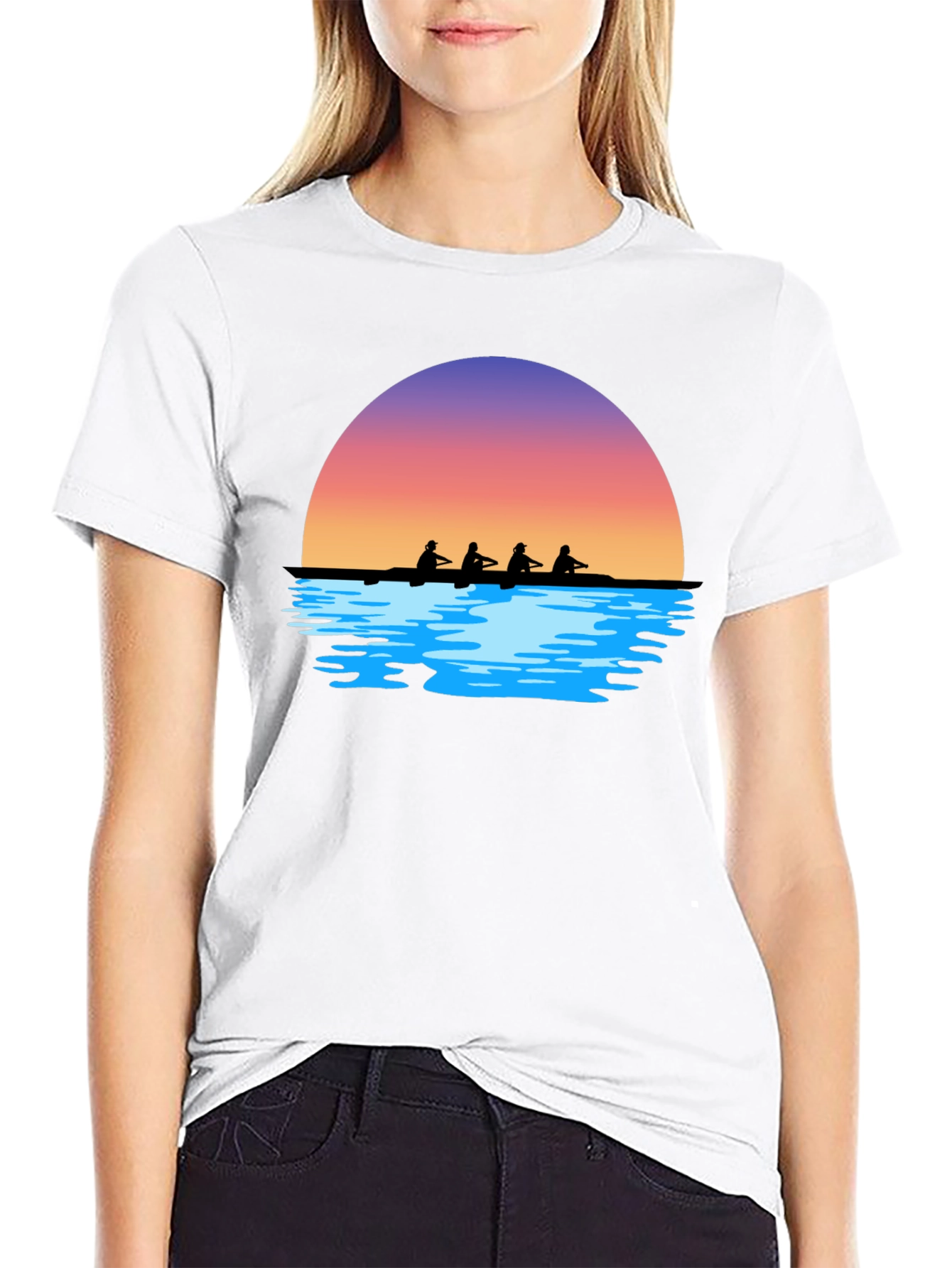 Sunset Rowers T-Shirt | Black Graphic Tee