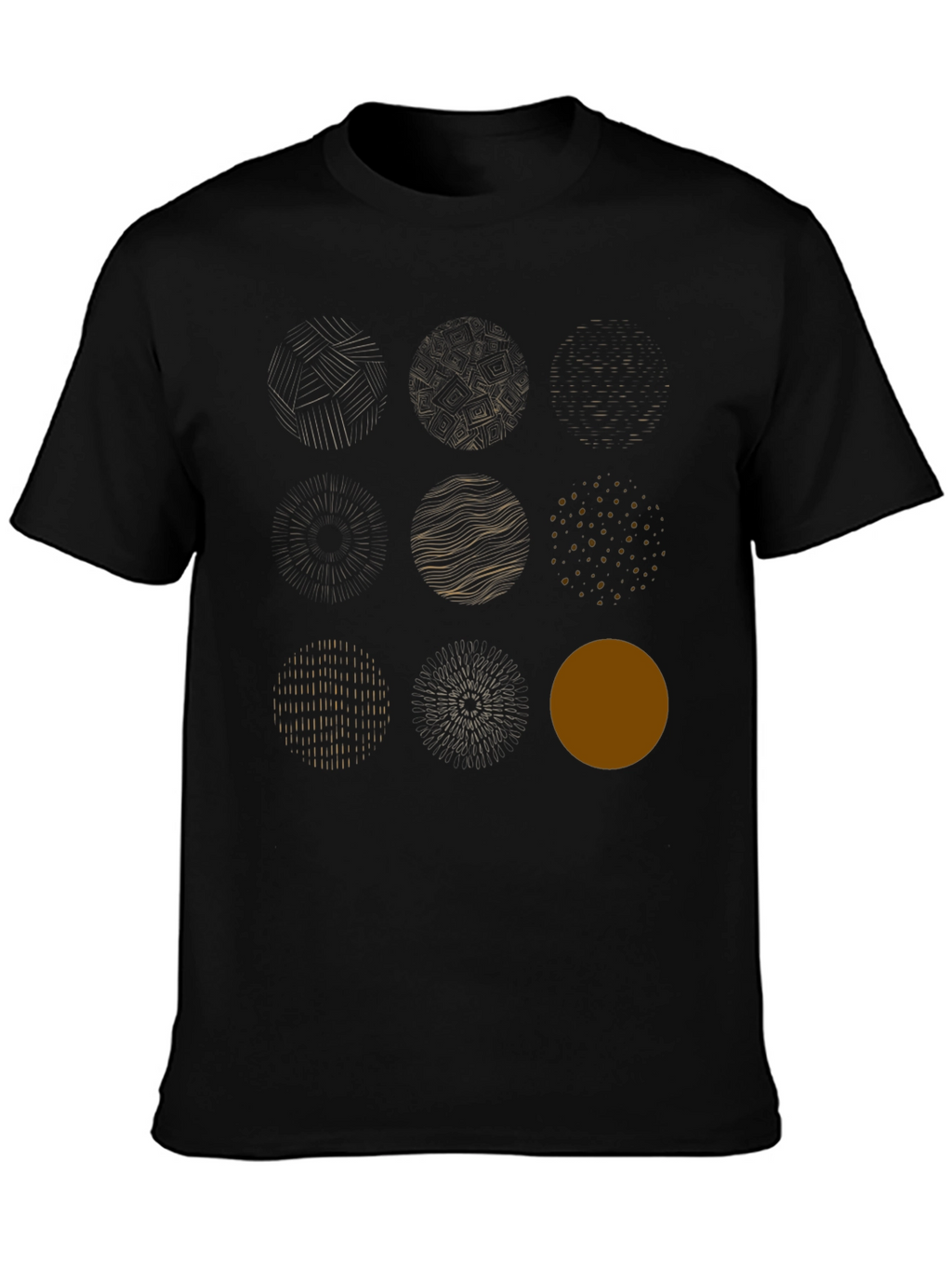 Abstract Circle Design Black Cotton Tee