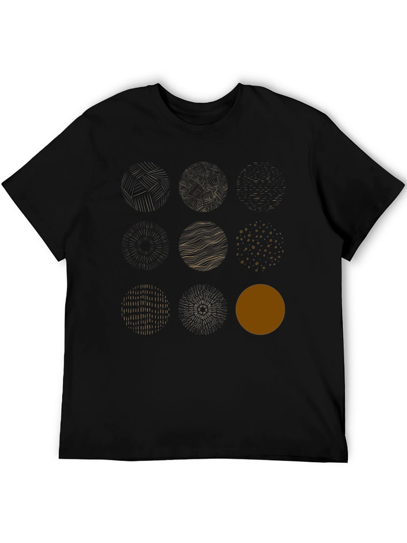 Abstract Circle Design Black Cotton Tee