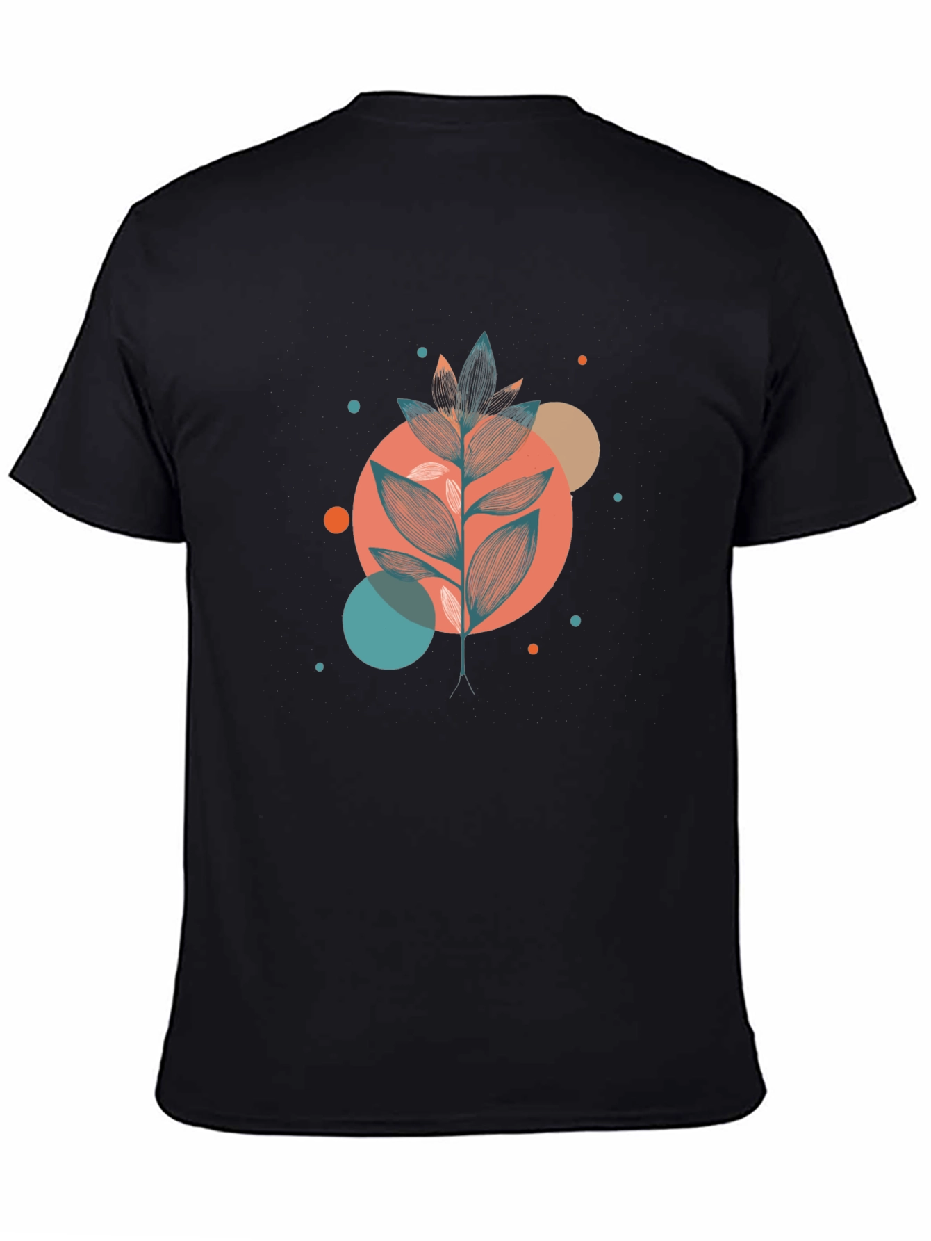 Stylish Botanical Graphic Black T-Shirt