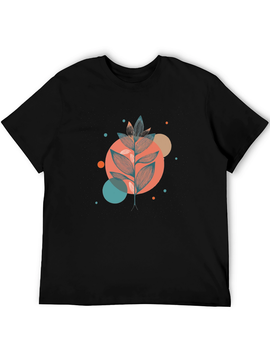 Stylish Botanical Graphic Black T-Shirt