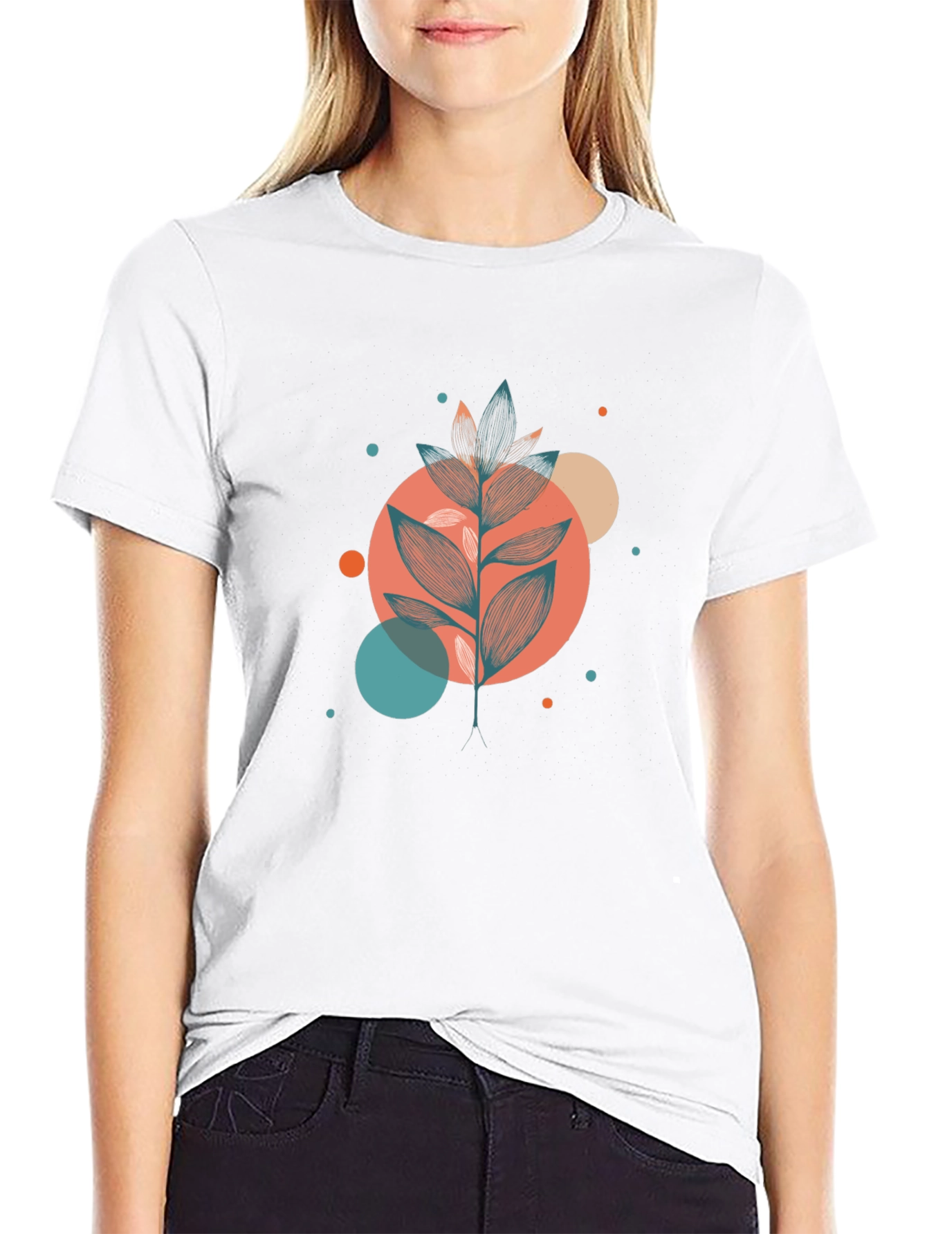 Stylish Botanical Graphic Black T-Shirt