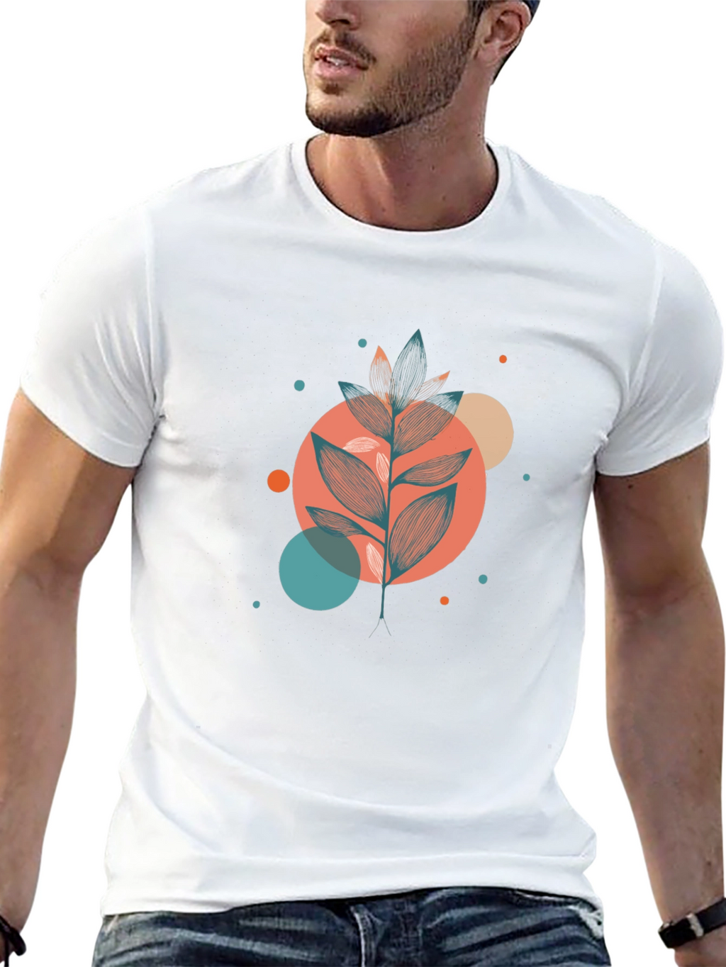 Stylish Botanical Graphic Black T-Shirt