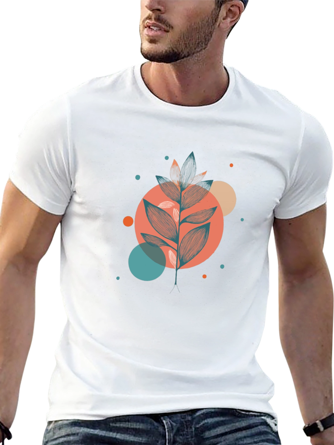 Stylish Botanical Graphic Black T-Shirt