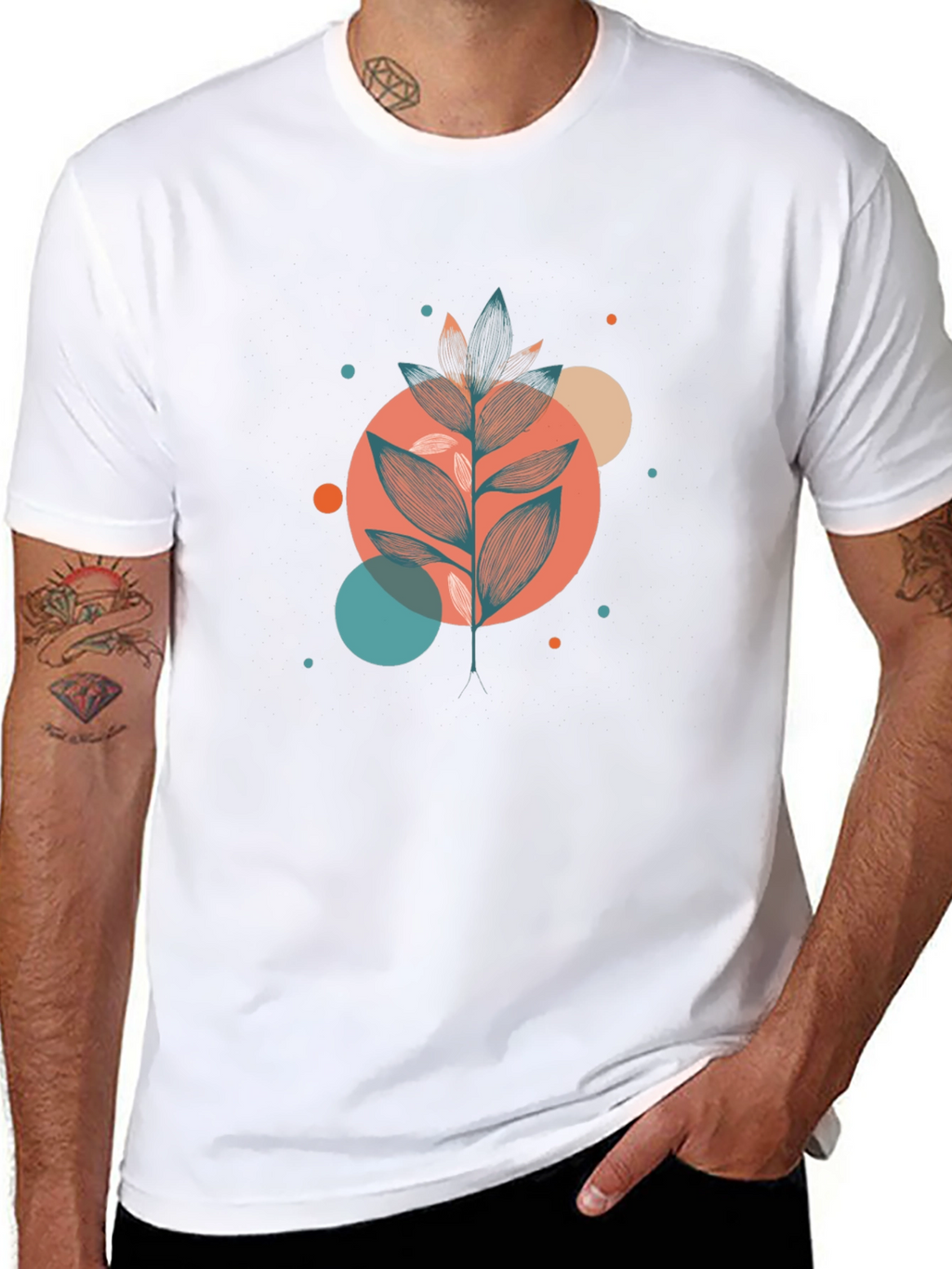 Stylish Botanical Graphic Black T-Shirt