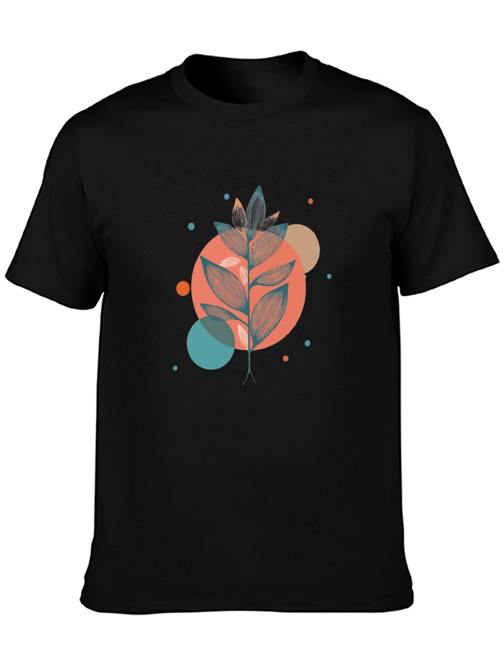 Stylish Botanical Graphic Black T-Shirt