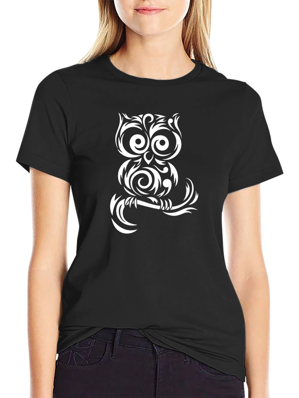Owl Graphic Tee - Black Cotton Blend