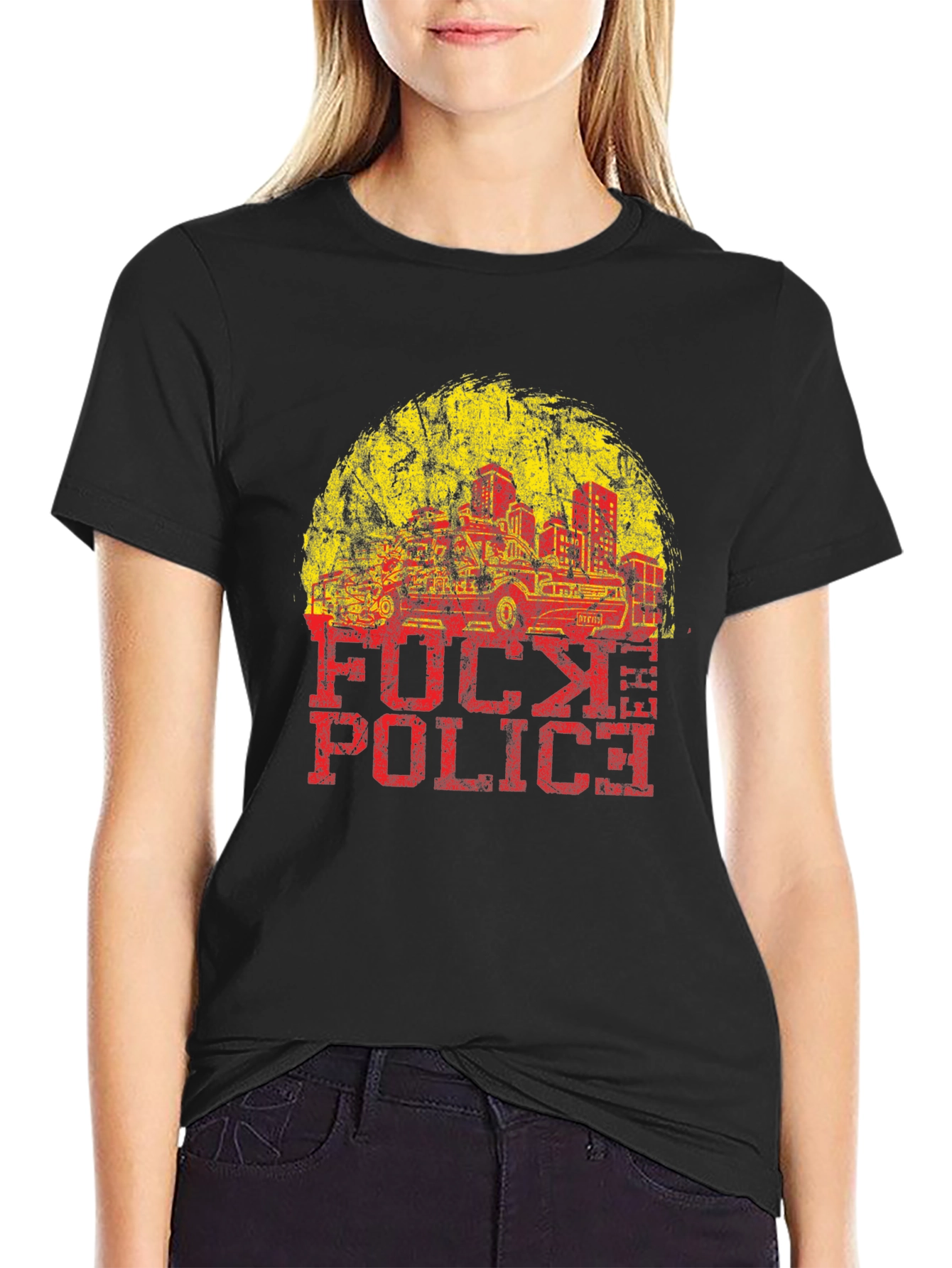 Distressed F**k Police Graphic Tee
