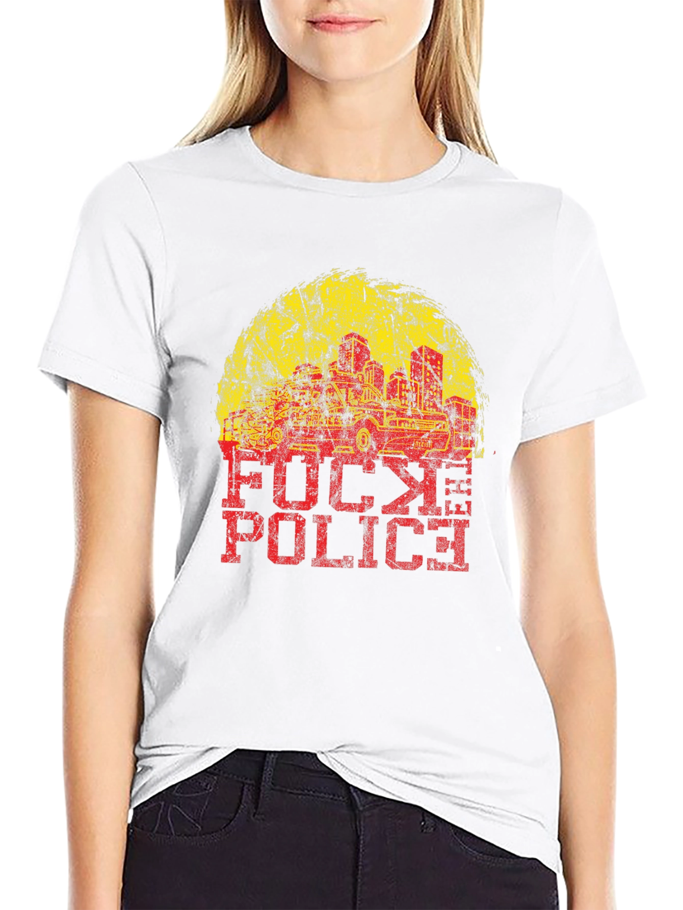 Distressed F**k Police Graphic Tee