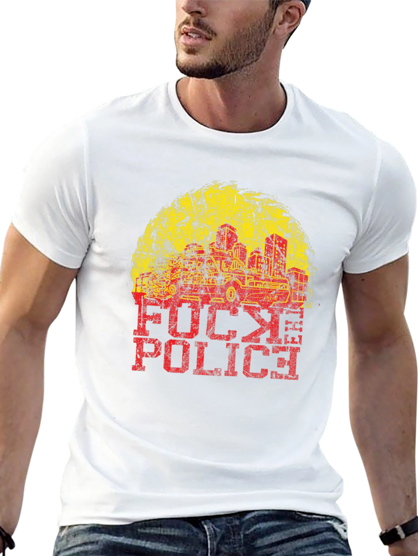 Distressed F**k Police Graphic Tee
