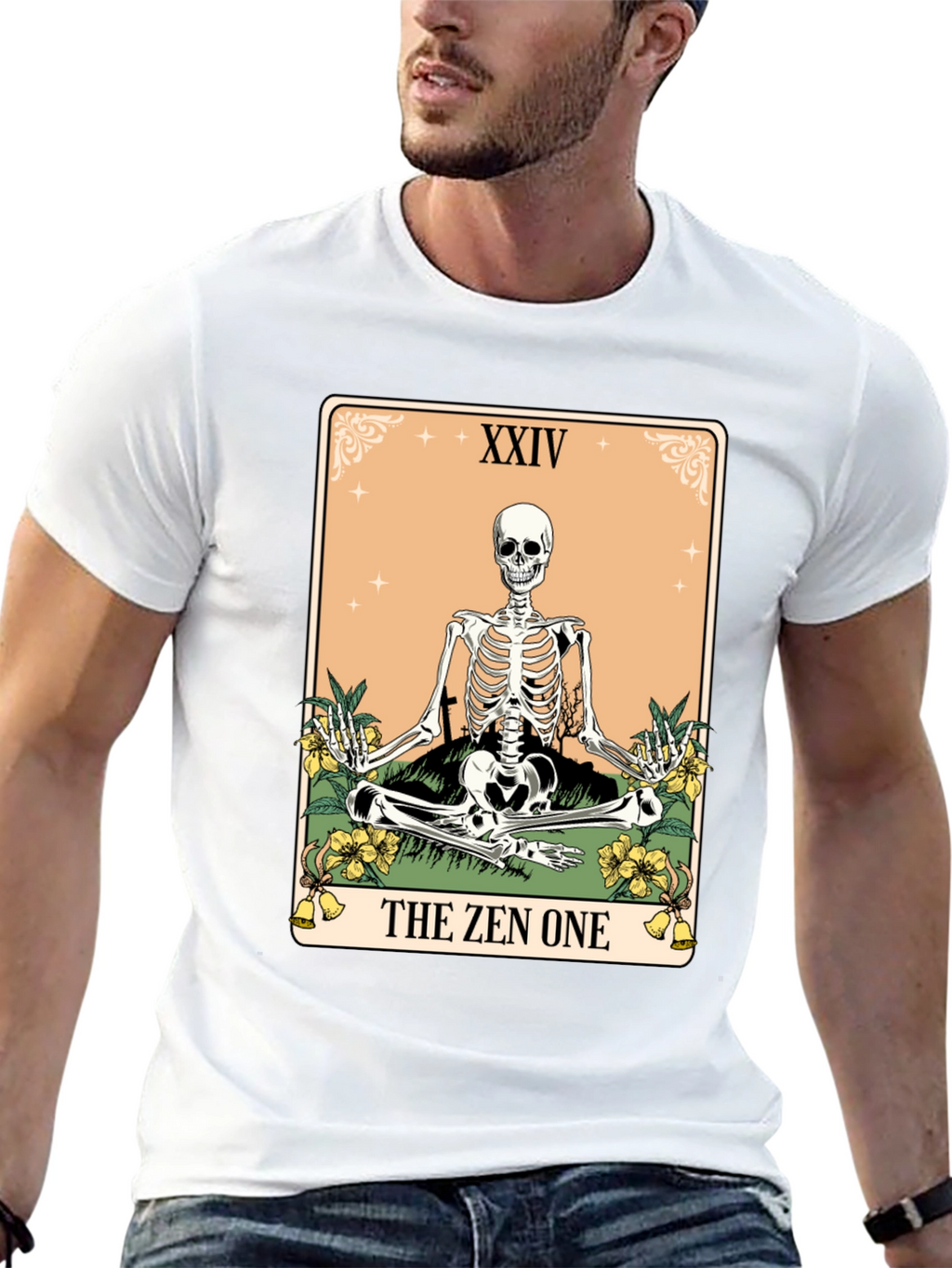 Zen Skeleton Tarot Card T-Shirt