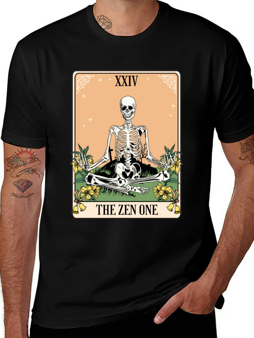 Zen Skeleton Tarot Card T-Shirt