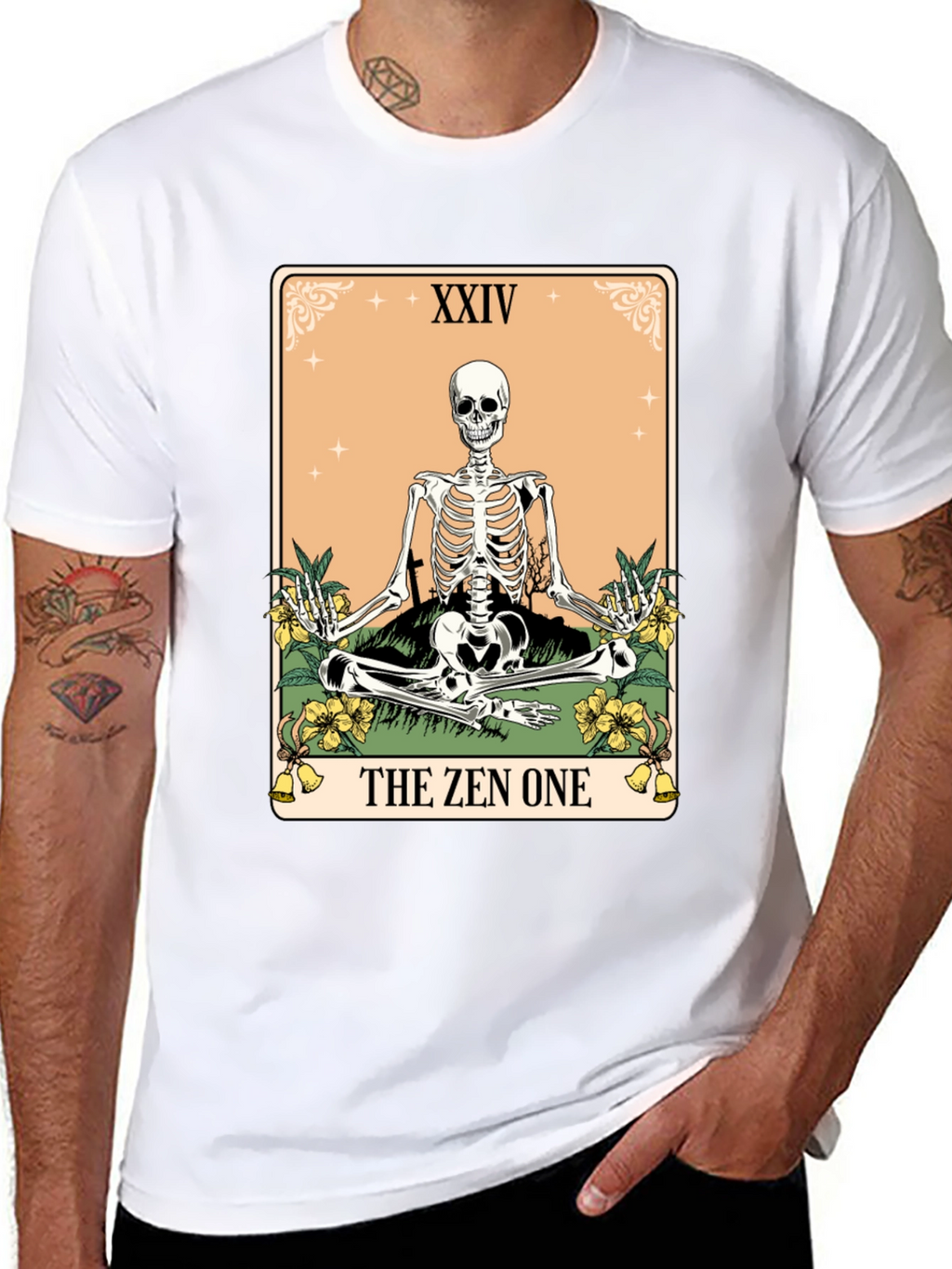 Zen Skeleton Tarot Card T-Shirt