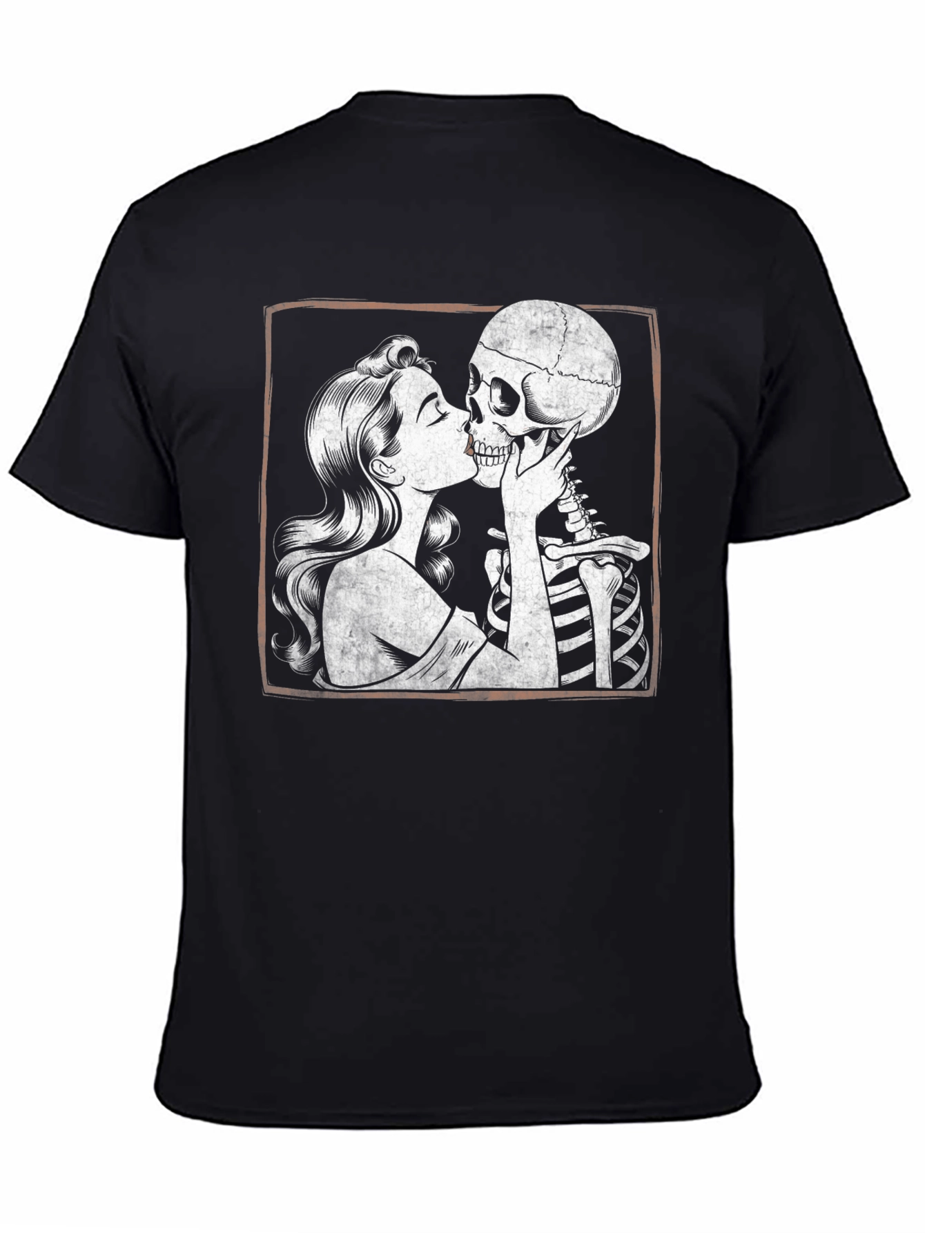 Love After Death T-Shirt: Woman Kissing Skeleton Tee