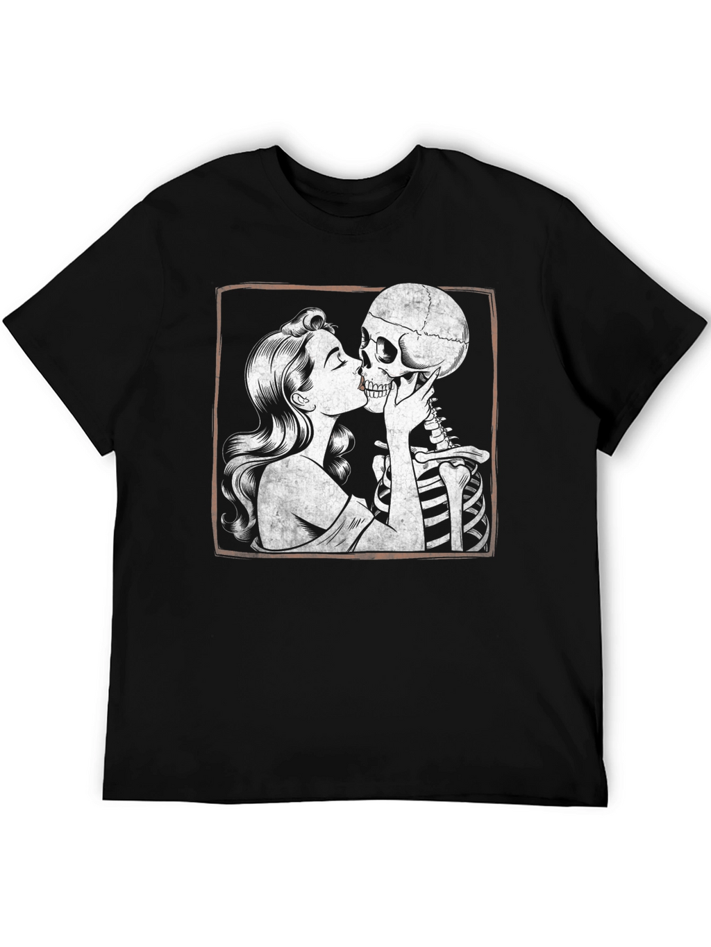 Love After Death T-Shirt: Woman Kissing Skeleton Tee