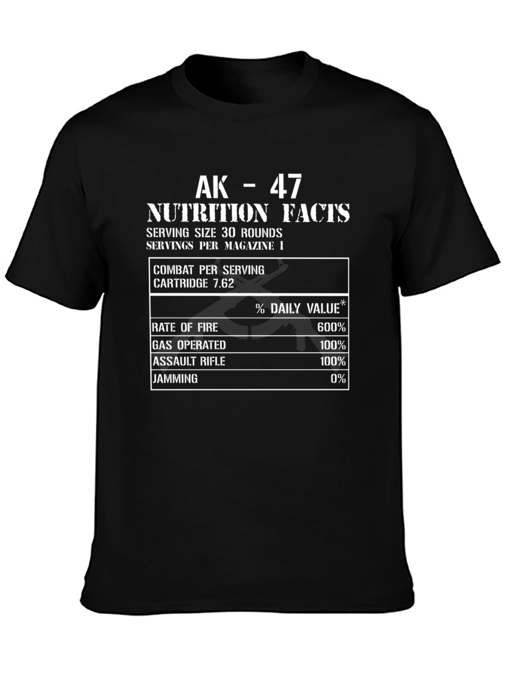 AK-47 Nutrition Facts Funny T-Shirt