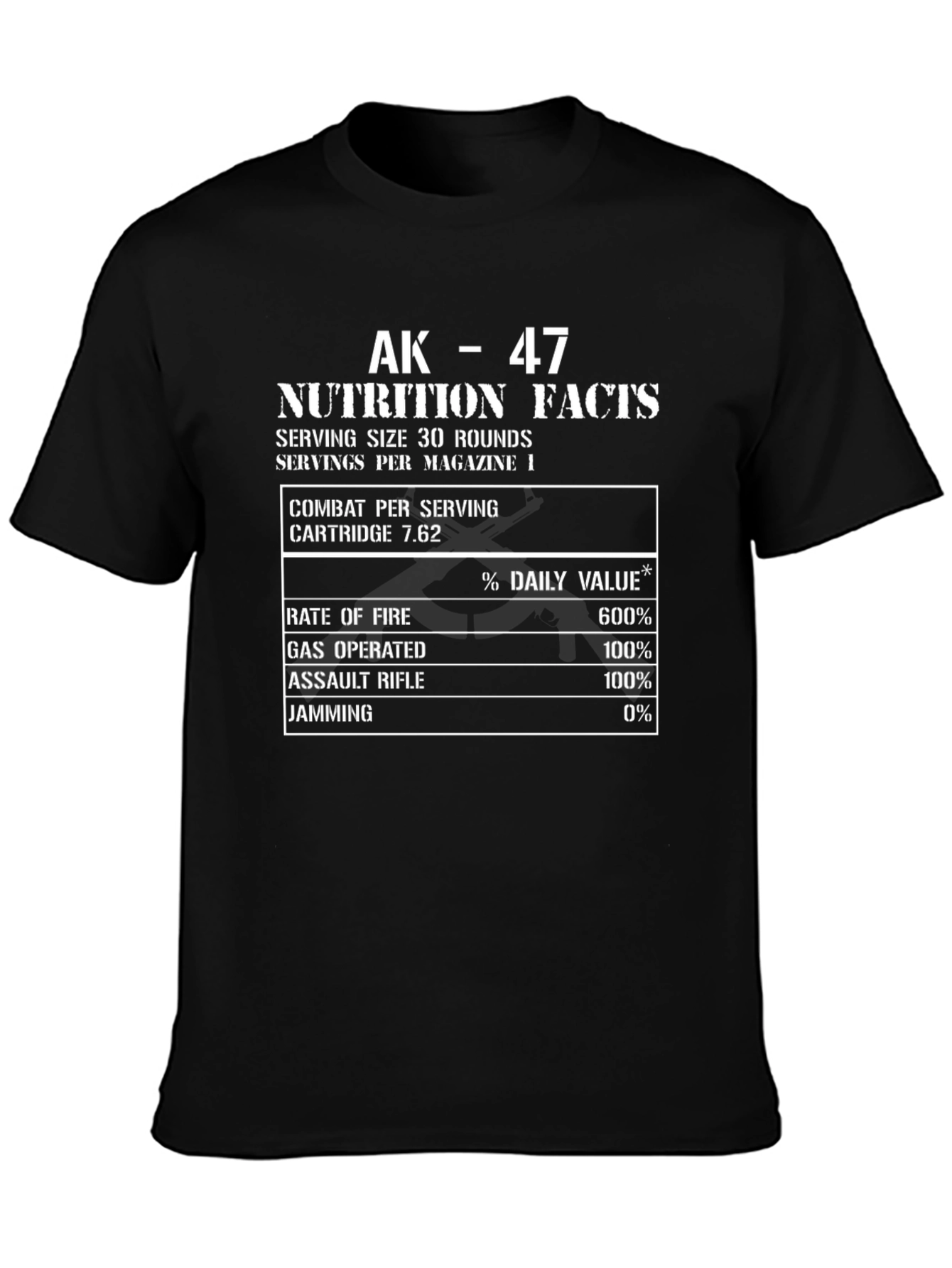 AK-47 Nutrition Facts Funny T-Shirt