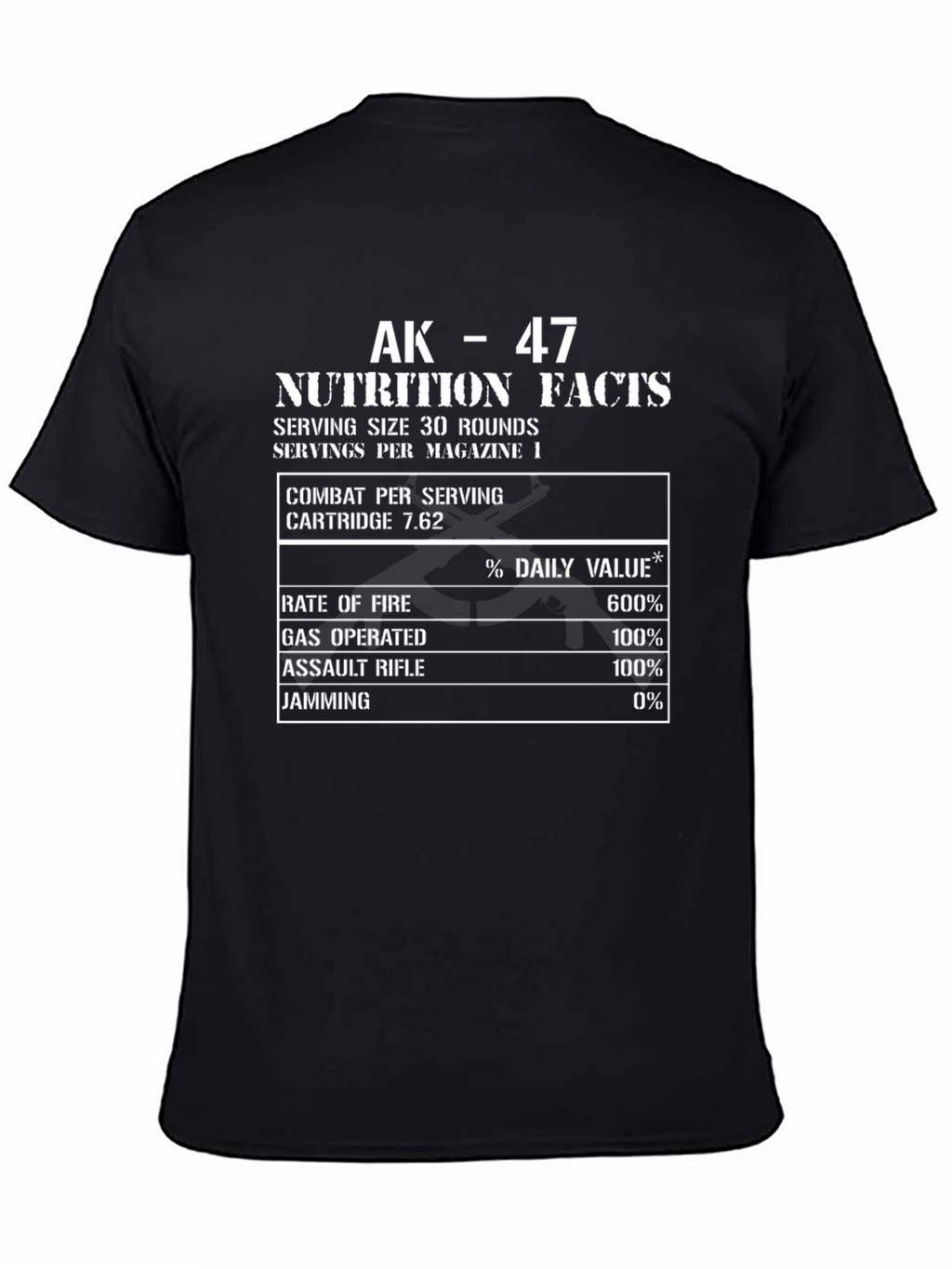 AK-47 Nutrition Facts Funny T-Shirt