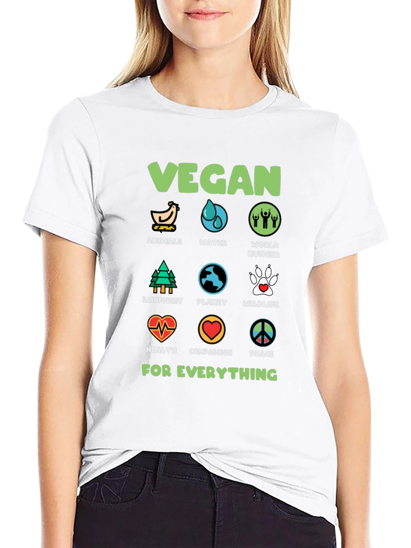 Vegan Tee: Animals Water World Hunger & More!