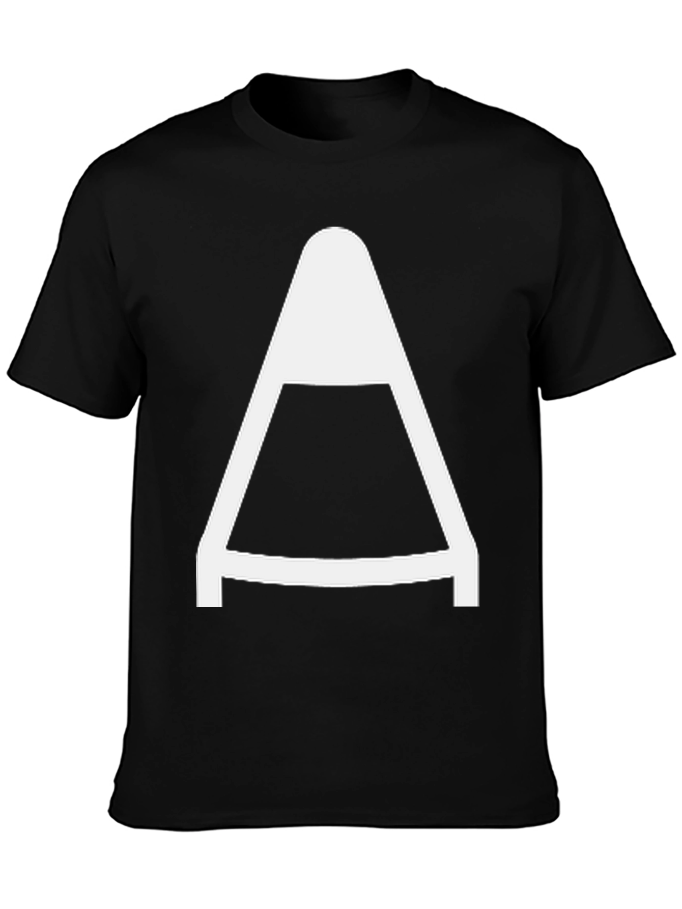 Mens Black T-Shirt with Bold White A Graphic