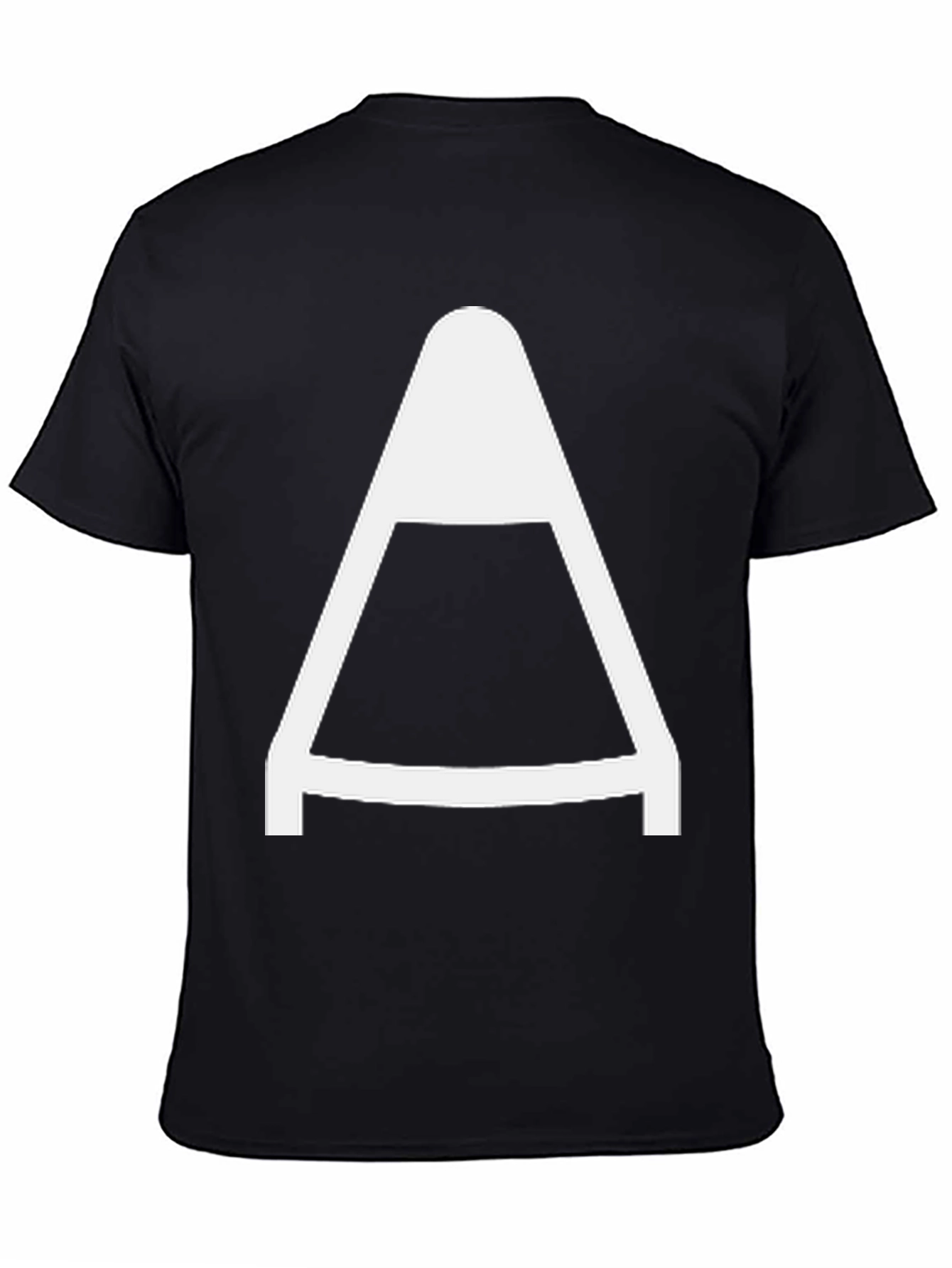 Mens Black T-Shirt with Bold White A Graphic