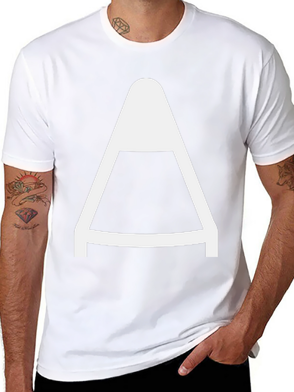 Mens Black T-Shirt with Bold White A Graphic