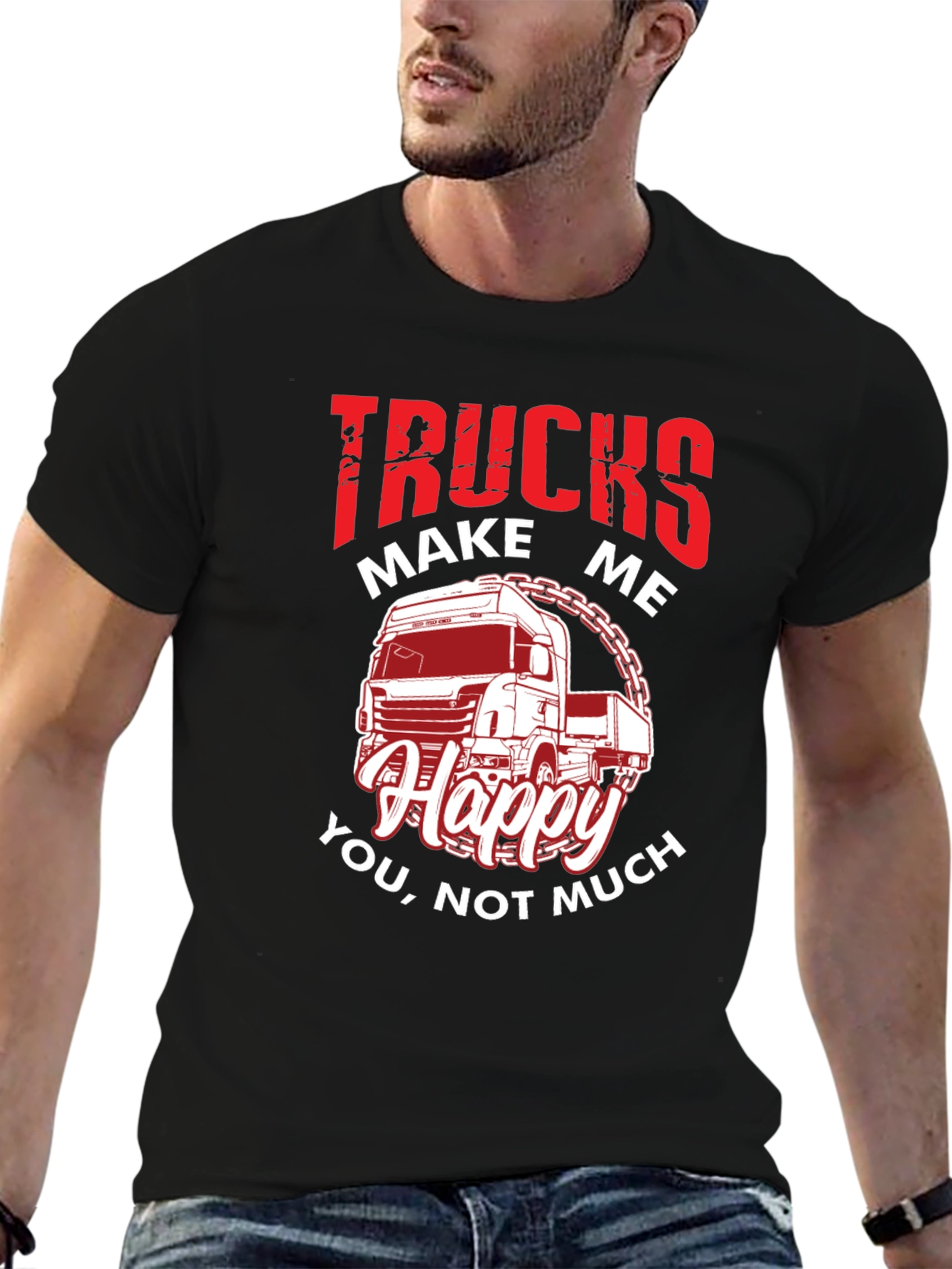 Trucks Make Me Happy Graphic T-Shirt