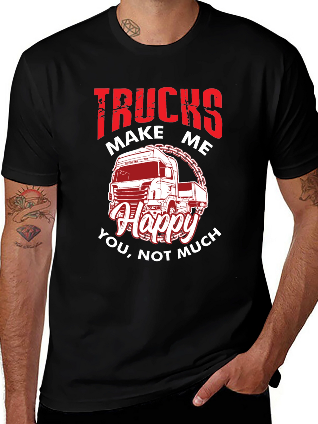 Trucks Make Me Happy Graphic T-Shirt
