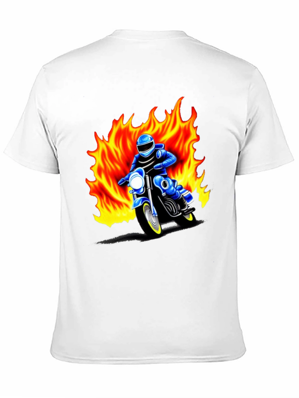 Mens Graphic T-Shirt - Motorcycle Rider in Flames