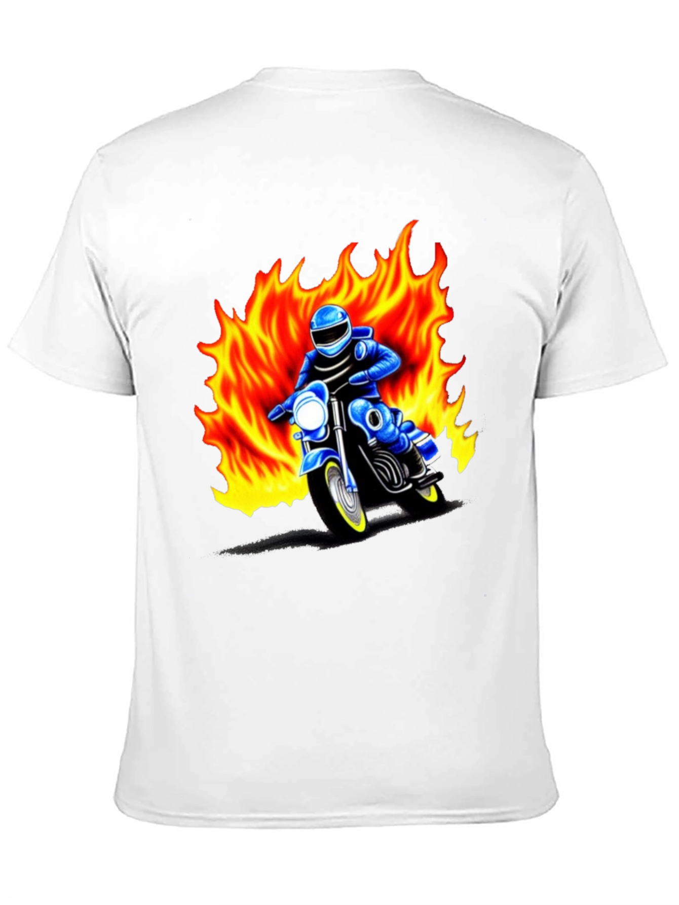 Mens Graphic T-Shirt - Motorcycle Rider in Flames