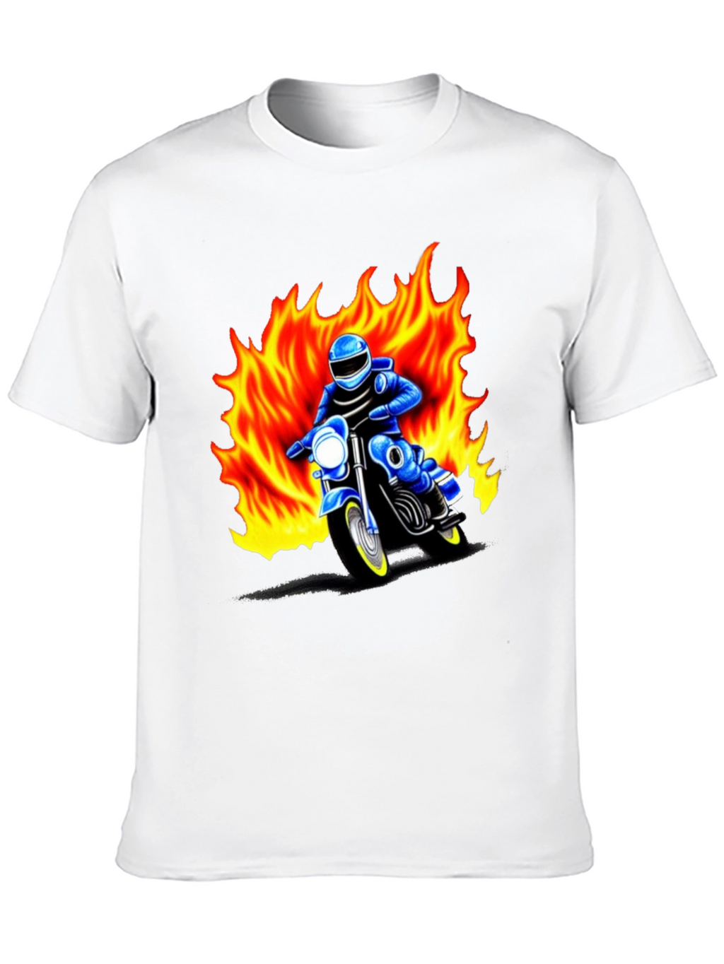 Mens Graphic T-Shirt - Motorcycle Rider in Flames
