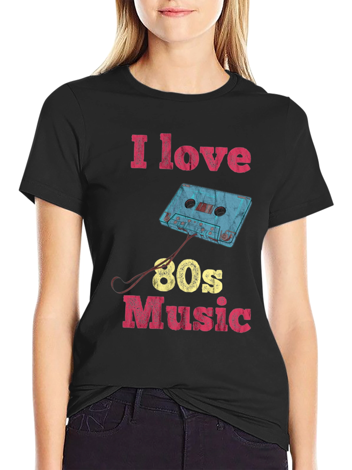 I Love 80s Music T-Shirt - Retro Cassette Tape Design