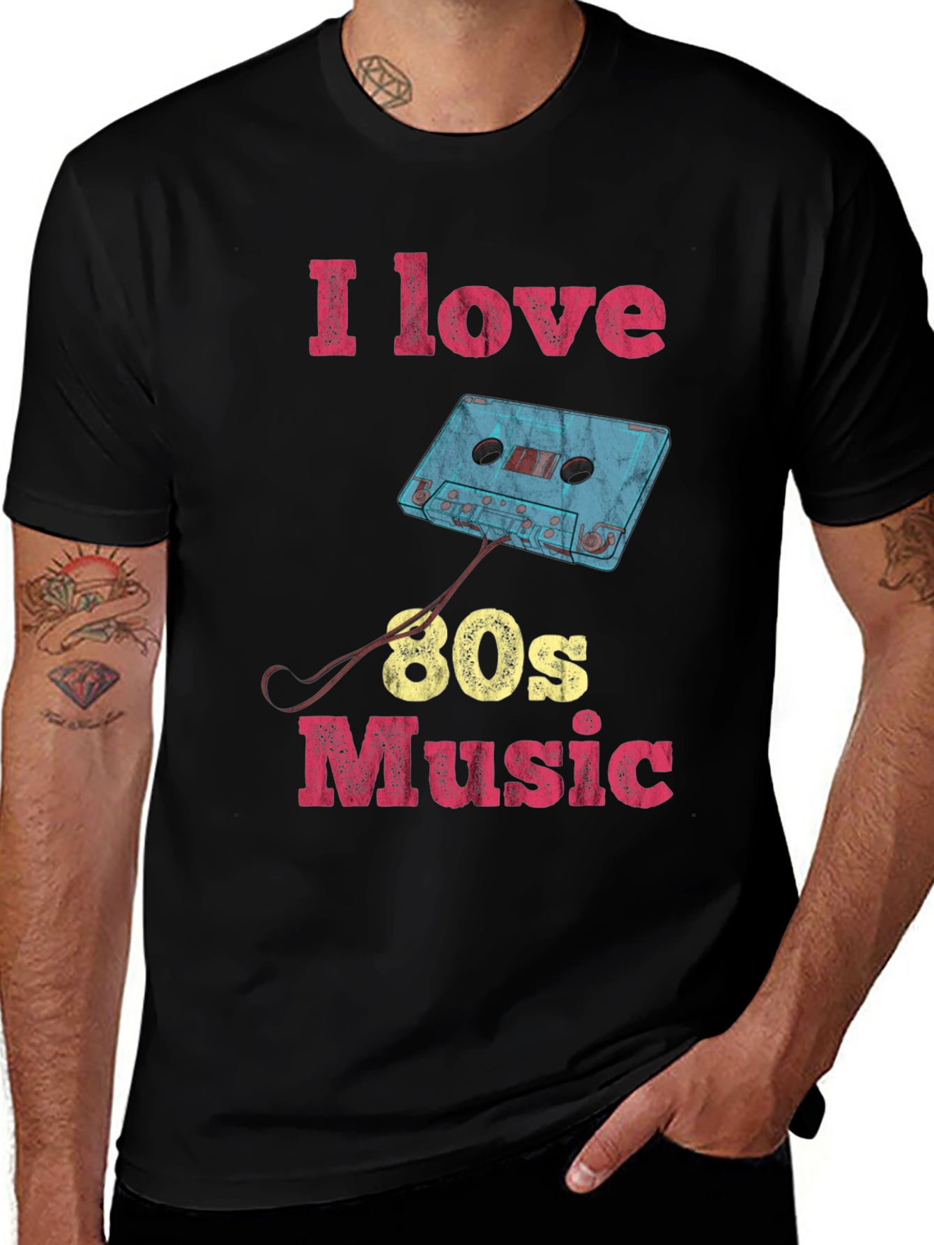 I Love 80s Music T-Shirt - Retro Cassette Tape Design