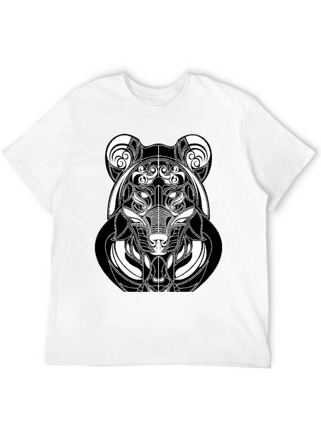 Abstract Bear Graphic Tee - Modern Black T-Shirt